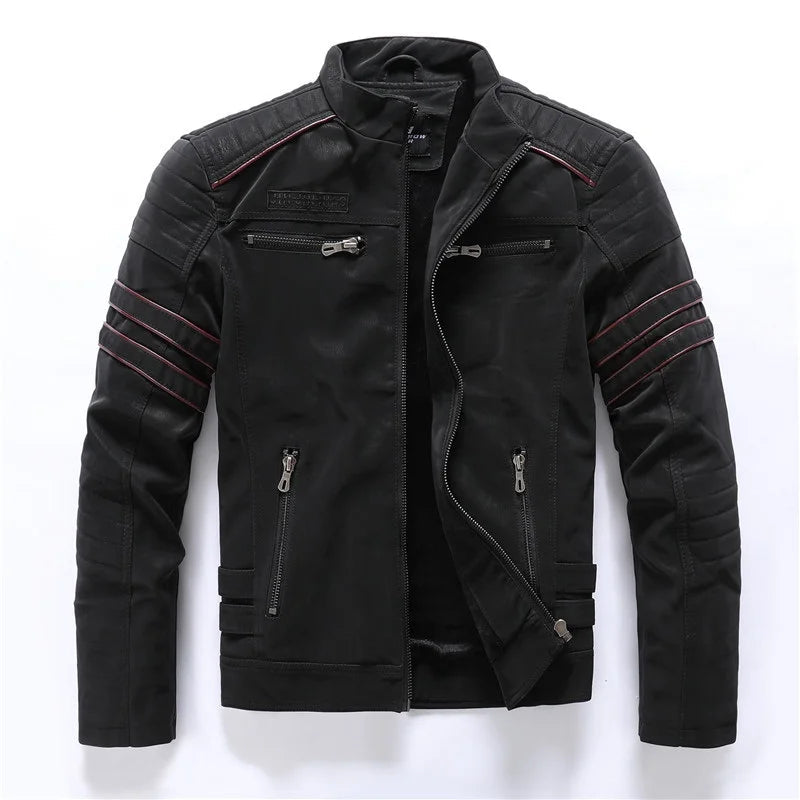 AMBOSS APPAREL® Ironvault Jacke | Zivile Lederjacke mit Veloursfutter | Verdeckter Schnittschutz mit Stehkragen