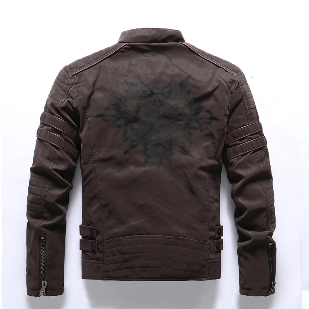 AMBOSS APPAREL® Ironvault Jacke | Zivile Lederjacke mit Veloursfutter | Verdeckter Schnittschutz mit Stehkragen