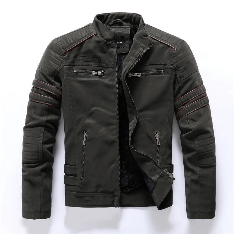 AMBOSS APPAREL® Ironvault Jacke | Zivile Lederjacke mit Veloursfutter | Verdeckter Schnittschutz mit Stehkragen