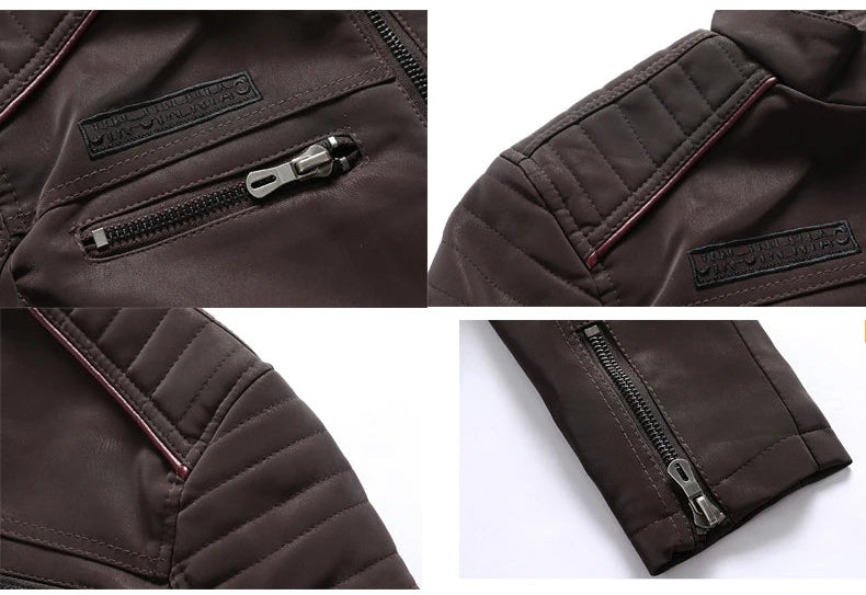 AMBOSS APPAREL® Ironvault Jacke | Zivile Lederjacke mit Veloursfutter | Verdeckter Schnittschutz mit Stehkragen