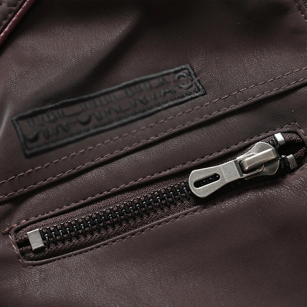 AMBOSS APPAREL® Ironvault Jacke | Zivile Lederjacke mit Veloursfutter | Verdeckter Schnittschutz mit Stehkragen