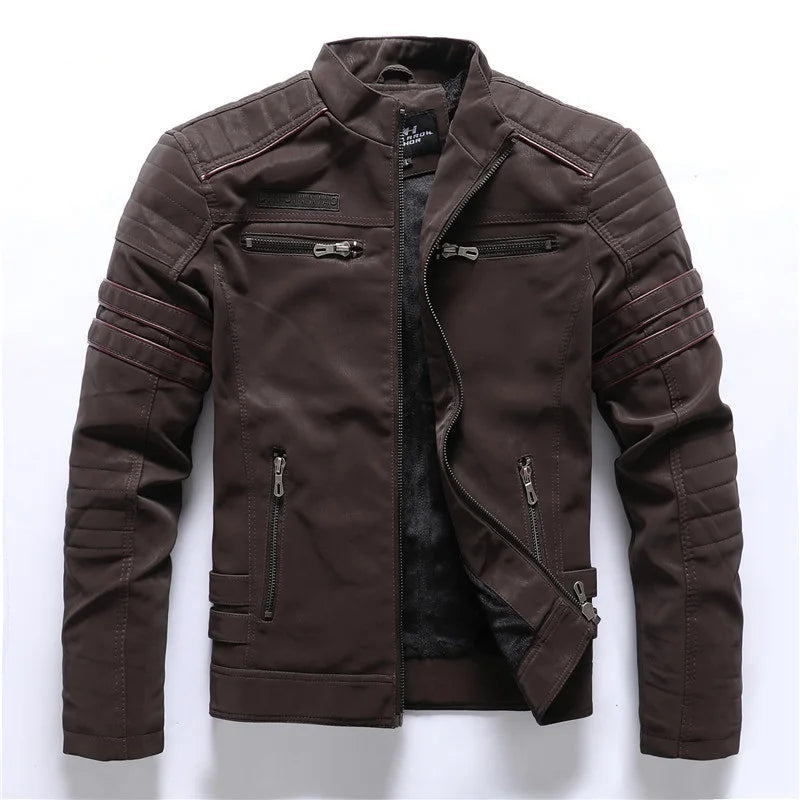 AMBOSS APPAREL® Ironvault Jacke | Zivile Lederjacke mit Veloursfutter | Verdeckter Schnittschutz mit Stehkragen