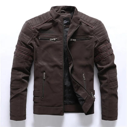 AMBOSS APPAREL® Ironvault Jacke | Zivile Lederjacke mit Veloursfutter | Verdeckter Schnittschutz mit Stehkragen