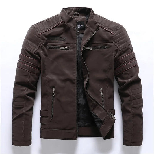 AMBOSS APPAREL® Ironvault Jacke | Zivile Lederjacke mit Veloursfutter | Verdeckter Schnittschutz mit Stehkragen
