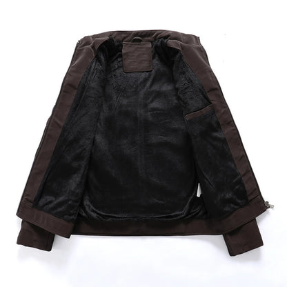 AMBOSS APPAREL® Ironvault Jacke | Zivile Lederjacke mit Veloursfutter | Verdeckter Schnittschutz mit Stehkragen