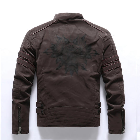 AMBOSS APPAREL® Ironvault Jacke | Zivile Lederjacke mit Veloursfutter | Verdeckter Schnittschutz mit Stehkragen