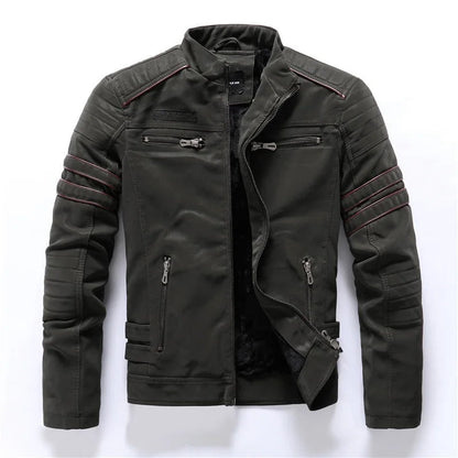 AMBOSS APPAREL® Ironvault Jacke | Zivile Lederjacke mit Veloursfutter | Verdeckter Schnittschutz mit Stehkragen